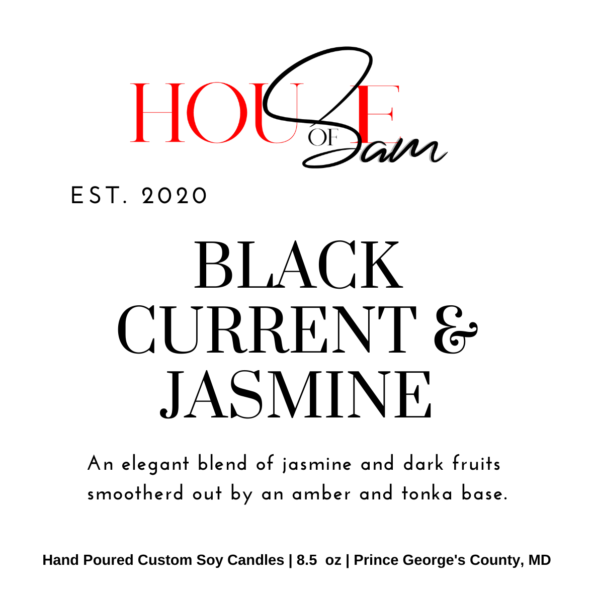 Black Currant and Jasmine Couture Soy Candle