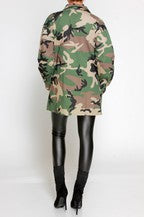 Plus Size Sequined Lips Camo Jacket