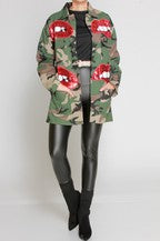 Plus Size Sequined Lips Camo Jacket