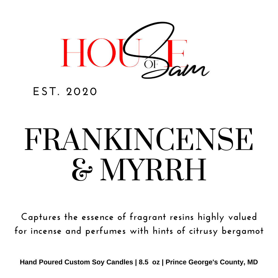 Frankincense and Myrrh Couture Soy Candle